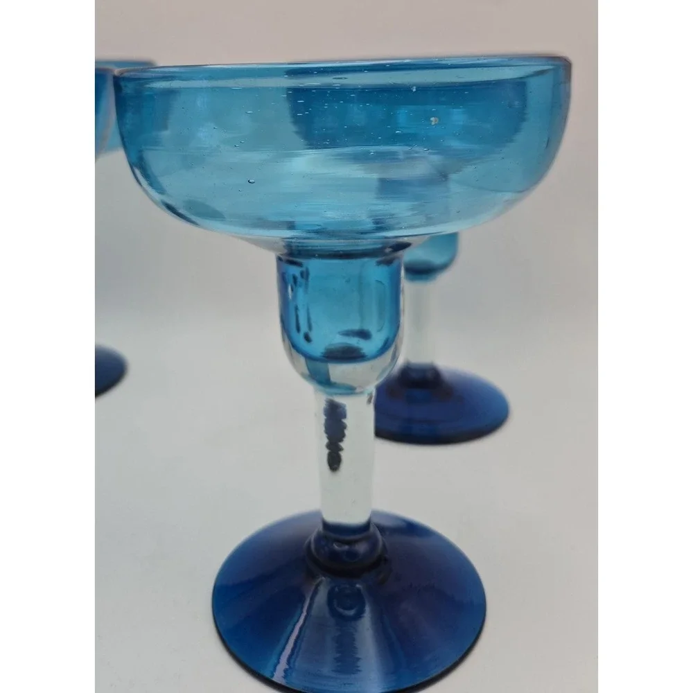 Margarita Glasses Hand-blown From Lead Free Sustainable Glass Turquoise And Blue